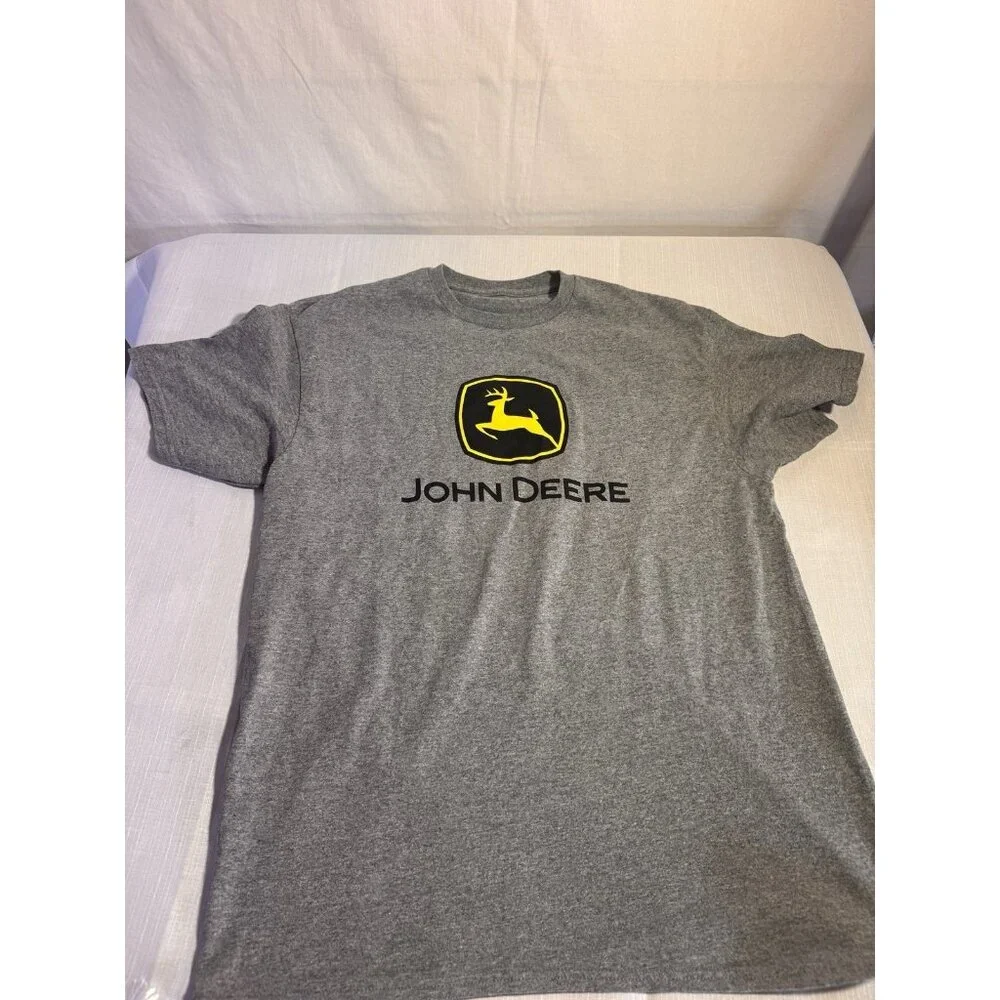 John Deere Logo T-Shirt Men’s L Gray Short Sleeve Classic Tee